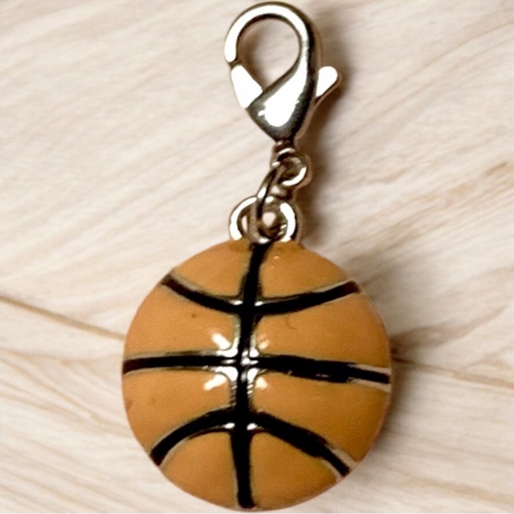 Basketball Charm w/Lobster clasp Zipper pull, purse, shoe charm